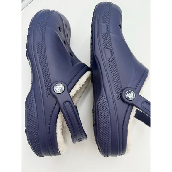 Men's size 9 Women's 11 White Fleece lined Crocs™ Navy Blue Dual Comfort unisex - Picture 5 of 6
